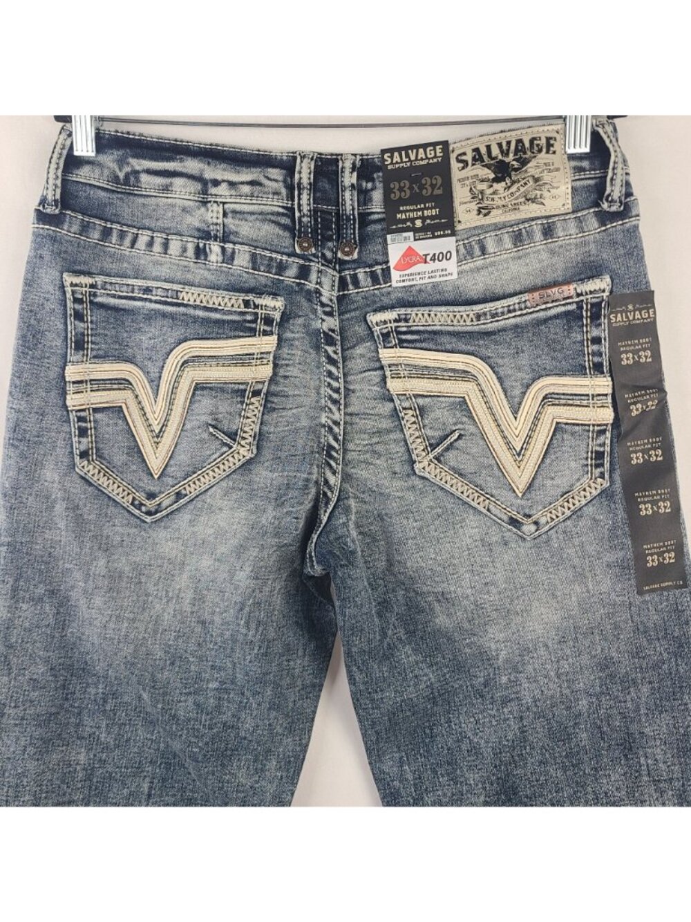 NEW Salvage Mayhem Bootcut Jeans Sz 33x32 Regular Fit Distressed Denim - Picture 6 of 7